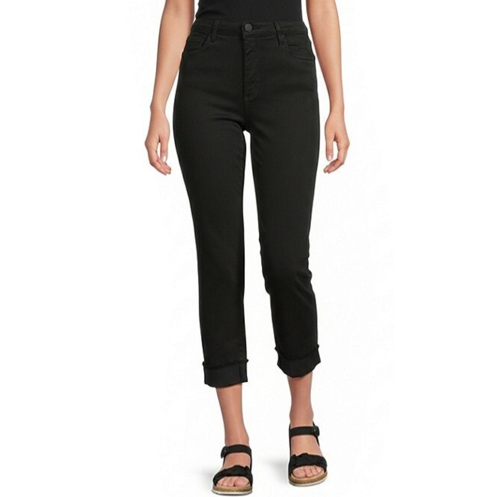 NWT Kut From The Kloth Amy Crop Straight Leg Black Denim Stretch 14